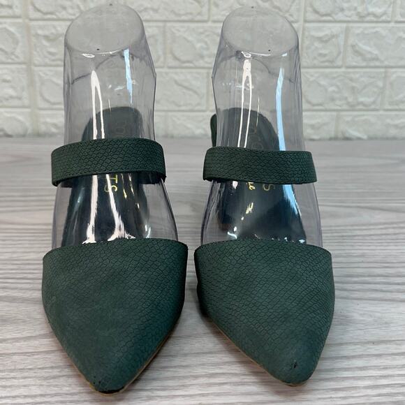 Coconuts by Matisse Sandals 6M Riley Pointed Toe Block Heel Slip-on Mules Green - Picture 4 of 8